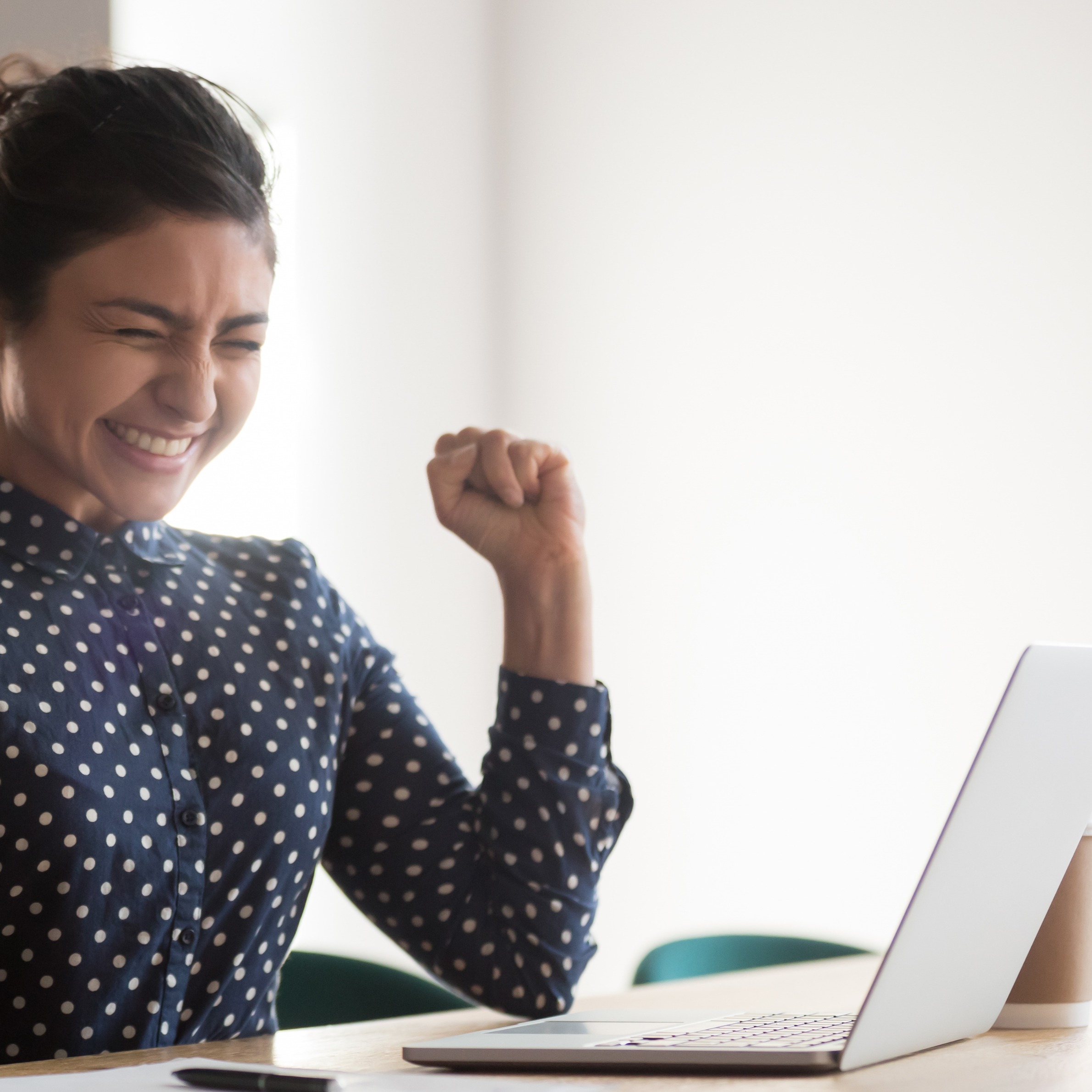 Client celebrating successful results